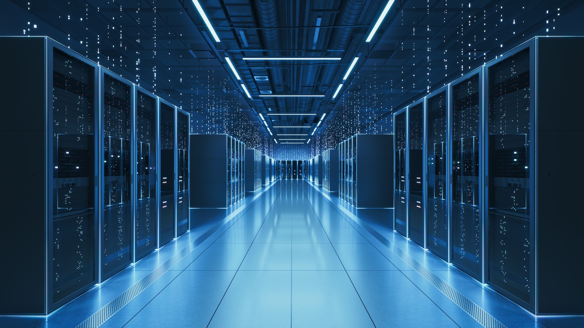 Futuristic AI Data Center Interior